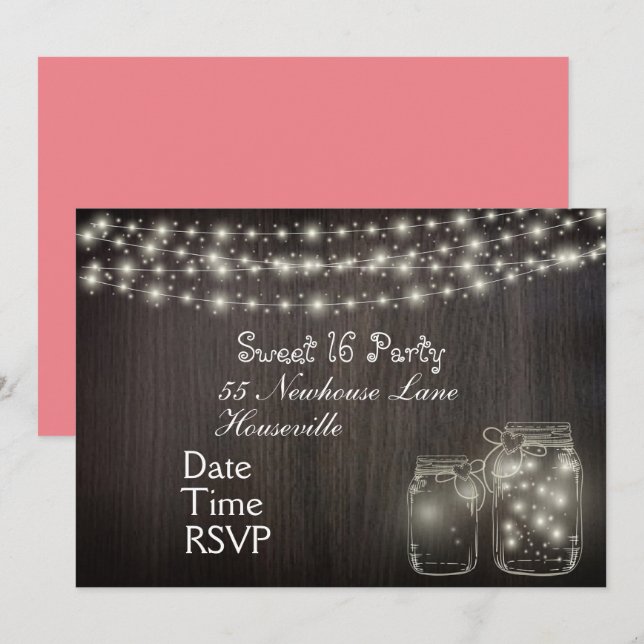 Fairy Ljus Sweet sixteen Party Inbjudningar (Fram/baksida)