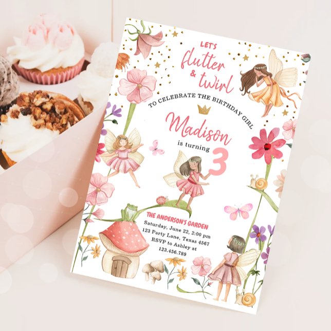 Fairy Magic Forest Garden Girl First Birthday in Inbjudningar (Skapare uppladdad)