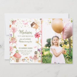 Fairy Magic Forest Garden Girl First Birthday in Inbjudningar