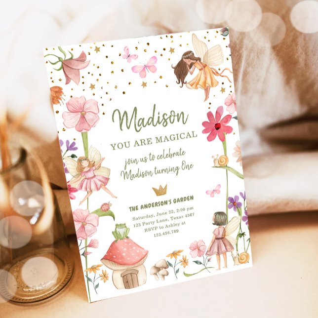 Fairy Magic Forest Garden Girl First Birthday Inbjudningar (Skapare uppladdad)