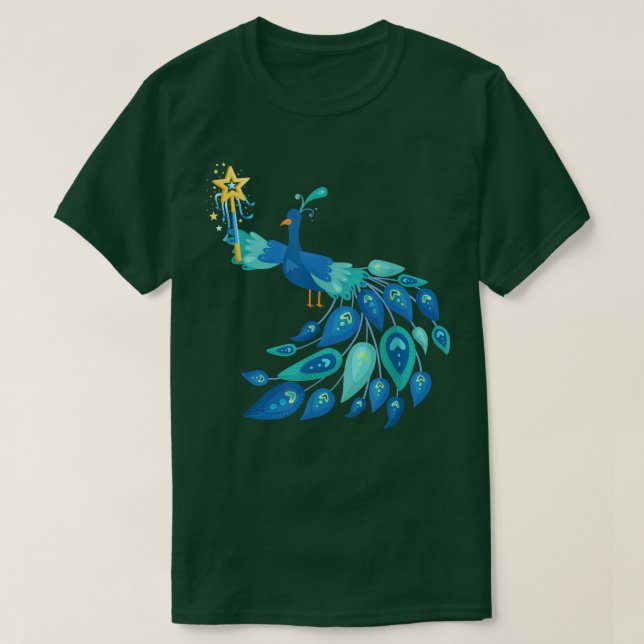 Fairy Magic Peacock Funny Cute Birds Kärlek T Shirt (Design framsida)