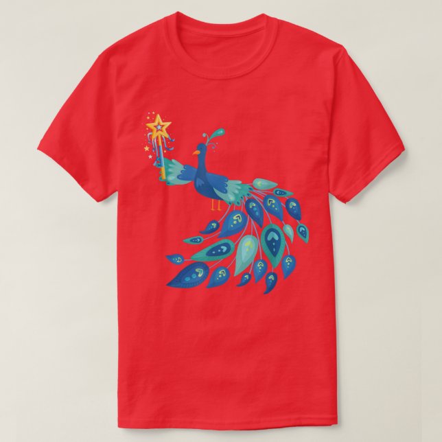 Fairy Magic Peacock Funny Cute Birds Kärlek T Shirt (Design framsida)