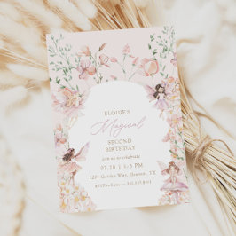 Fairy Magic Rosa Blommigt Girls Birthday Inbjudningar