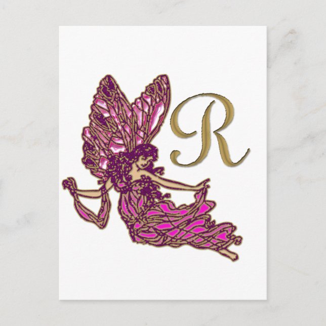 Fairy Monogram R Vykort (Framsida)