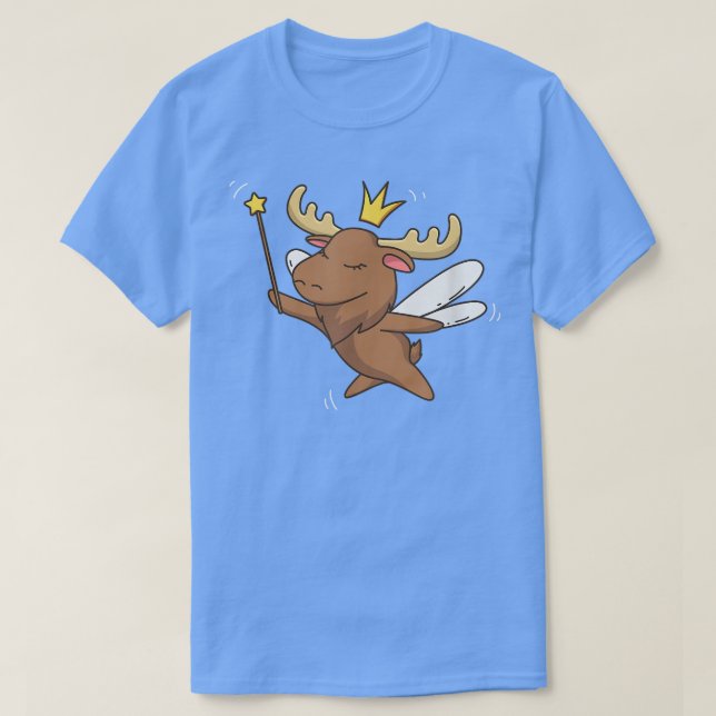 Fairy Moose Elk Mystical Forest Moose Fairy Älskar T Shirt (Design framsida)