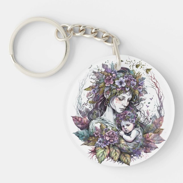 Fairy Mor och Child Acrylic Keychain (Framsidan)