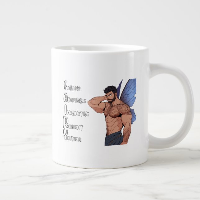 FAIRY, Muscular Male Fairy Acrostic Mugg Jumbo Mugg (Höger)