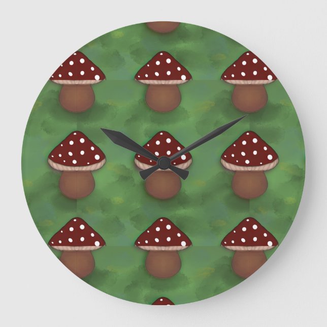 Fairy Mushroom Clock Stor Klocka (Framsida)