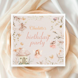 Fairy Mushroom Cottage Boho Watercolor Birthday Pappersservett