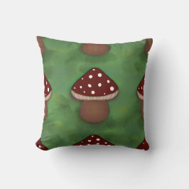 Fairy Mushroom Cushion - green and red   Kudde
