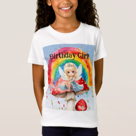 Fairy Mushroom Paint Rainbow Girl Födelsedagsfest T Shirt