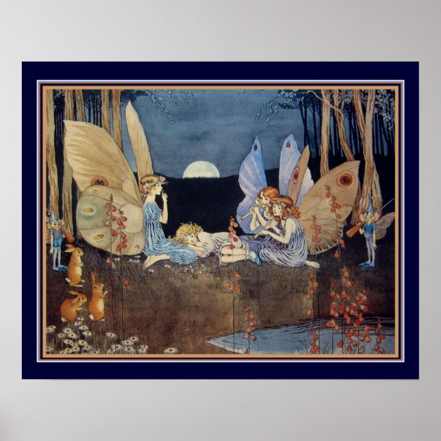 "Fairy Music" ca 1919 Ida Outhwaite 16x20 Print Poster (Framsidan)