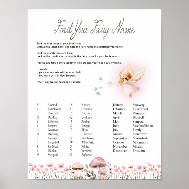 Fairy Name - Fairy First Birthday Poster (Framsidan)