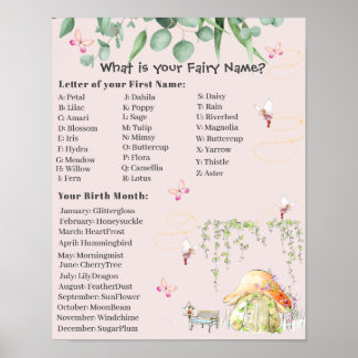 Fairy Namn Sign Poster