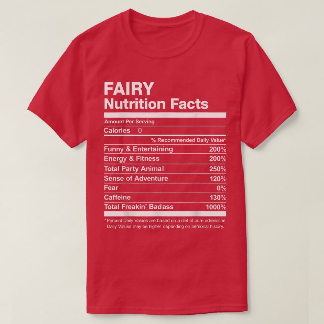 Fairy Nutrition Facts Namn Named Funny T Shirt (Design framsida)