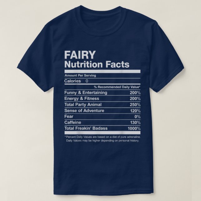 Fairy Nutrition Facts Namn Named Funny T Shirt (Design framsida)