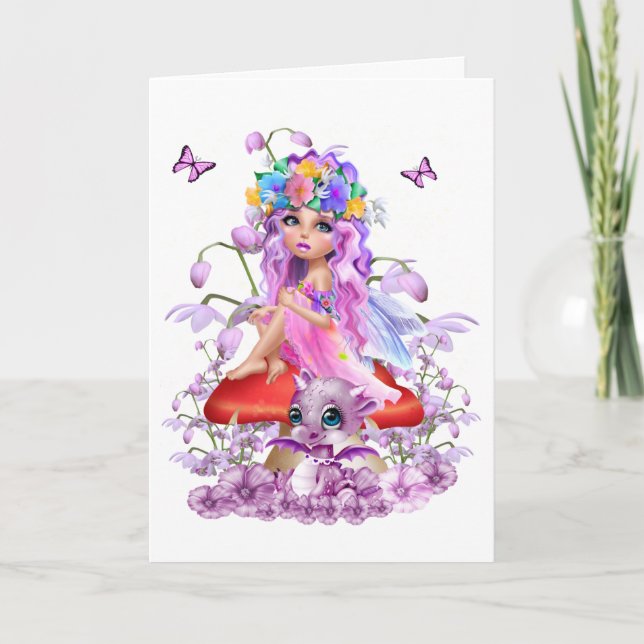Fairy och Baby Dragon. Kort (Framsida)