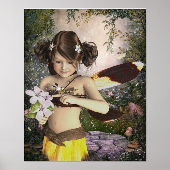 Fairy och Dragonfly Poster Skriv ut (Framsidan)