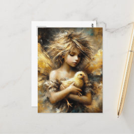 Fairy och hennes Buff-Chick Vykort