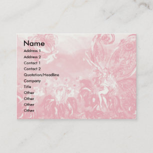 FAIRY OF THE RED FLOWERS Rosa Blommigt Fantasy Visitkort