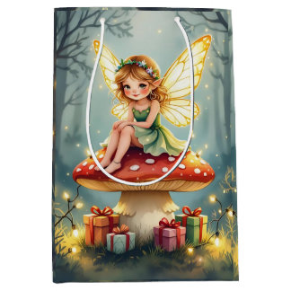 Fairy on a Mushroom in Enchanted Forest Christmas