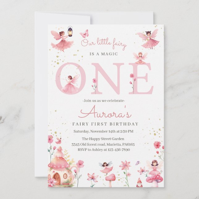 Fairy One Invitation for Birthday Magical Party  Inbjudningar (Framsida)