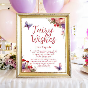 Fairy Önskemål First Birthday Time Capsule Sign Poster