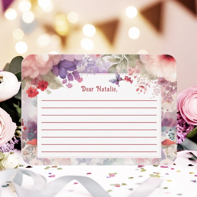 Fairy Önskemål Time Capsule First Födelsedagsfest Anteckningskort (Fairy Wishes Time Capsule Birthday Notecards - Matching Sign Available)