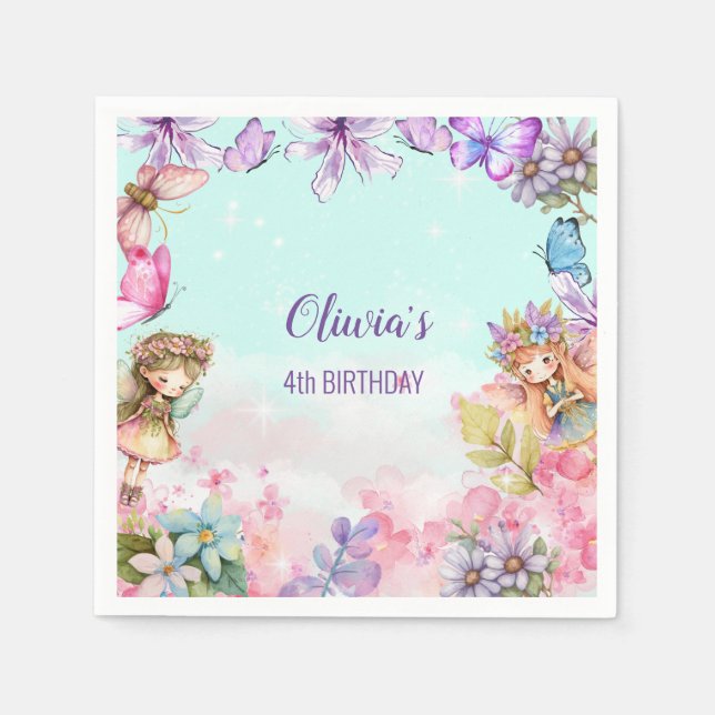 Fairy Party Garden Fairy Birthday Pappersservett (Framsidan)