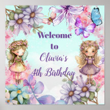 Fairy Party Garden Fairy Birthday Välkommen Poster