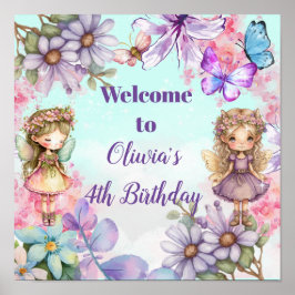 Fairy Party Garden Fairy Birthday Välkommen Poster