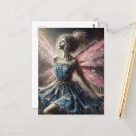 Fairy Patchwork Denim Dress Rosa Vingar Vykort