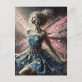 Fairy Patchwork Denim Dress Rosa Vingar Vykort