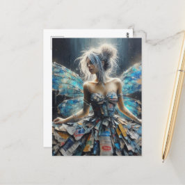 Fairy Patchwork Dress Blue Vingar Vykort