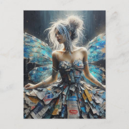 Fairy Patchwork Dress Blue Vingar Vykort