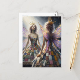 Fairy Patchwork Dress och Guld Krona Vykort