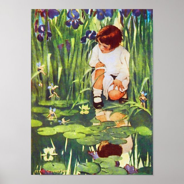 Fairy Picnic på Lily Pond Poster (Framsidan)