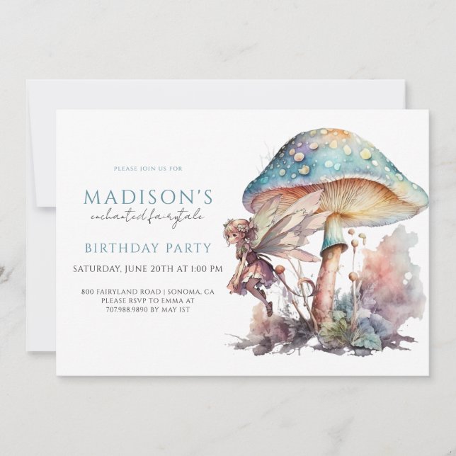 Fairy Pixie Fairytale Girl's Födelsedagsfest Inbjudningar (Framsida)