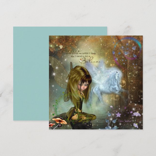 Fairy Pixie Pegasus Fantasy Card (Fram/baksida)