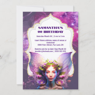 Fairy pixie princess lila magic glitter gily inbjudningar