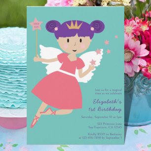 Fairy Princess 1:a födelsedagspartiets inbjudan