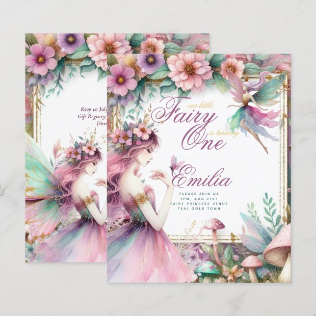 Fairy Princess 1st Birthday eller EDIT AGE Teal Gu (Fram/baksida)