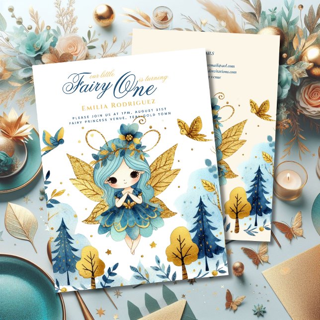 Fairy Princess 1st Birthday eller EDIT AGE Teal Gu Inbjudningar (Skapare uppladdad)