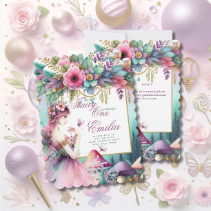 Fairy Princess 1st Birthday eller EDIT AGE Teal Gu Inbjudningar