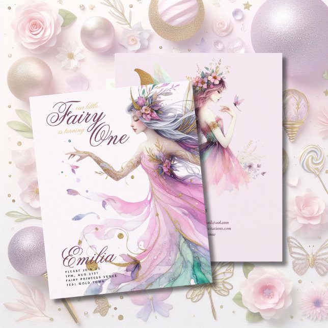 Fairy Princess 1st Birthday eller EDIT AGE Teal Gu Inbjudningar (Skapare uppladdad)