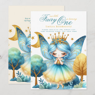 Fairy Princess 1st Birthday eller EDIT AGE Teal Gu Inbjudningar