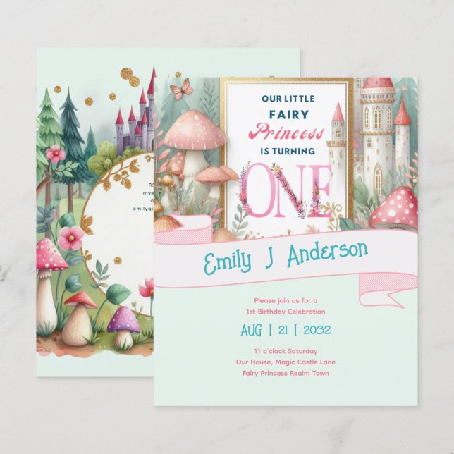 Fairy Princess 1st Birthday Fairycore Fairytale (Fram/baksida)