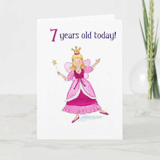 Fairy Princess 7:e Birthday Card Kort (Framsida)
