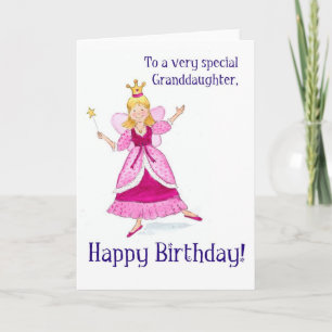 Fairy Princess Birthday Card for a Granddotter Kort