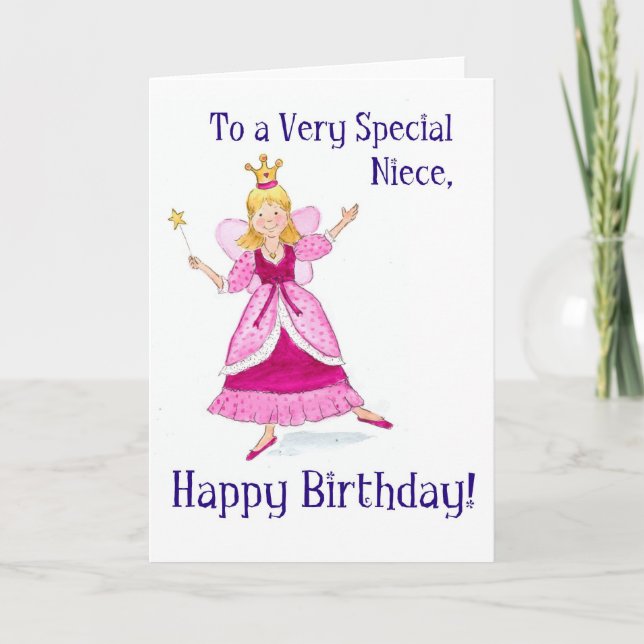 Fairy Princess Birthday Card for a Niece Kort (Framsida)
